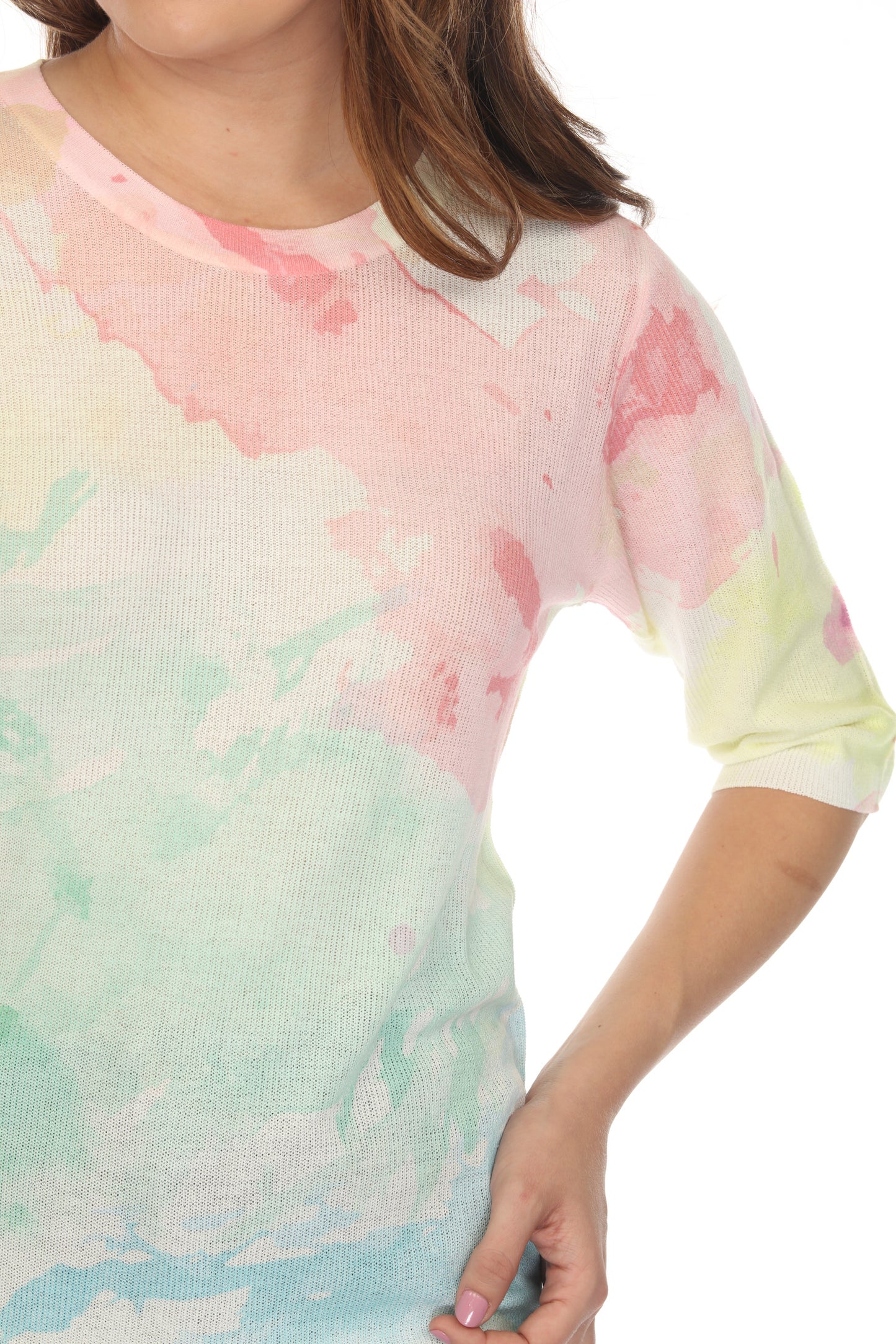 Pink and Green Cloud Blended Top
