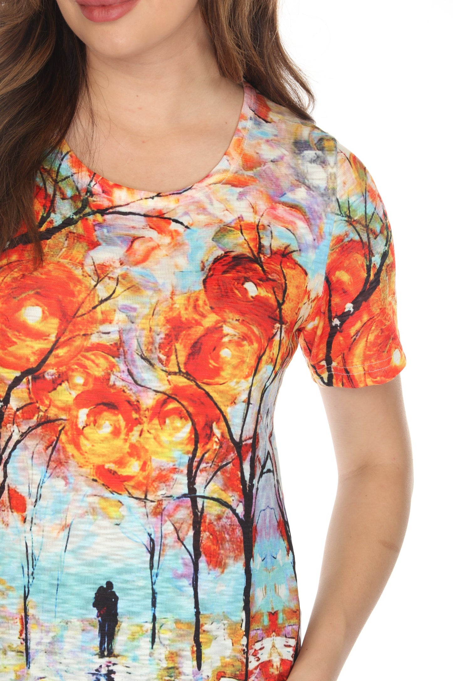 Multi Coloured Artsy Trees Short Sleeve Top