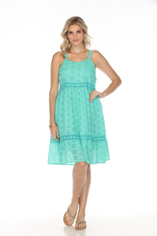 Treaded 100%Cotton patterned straps dress