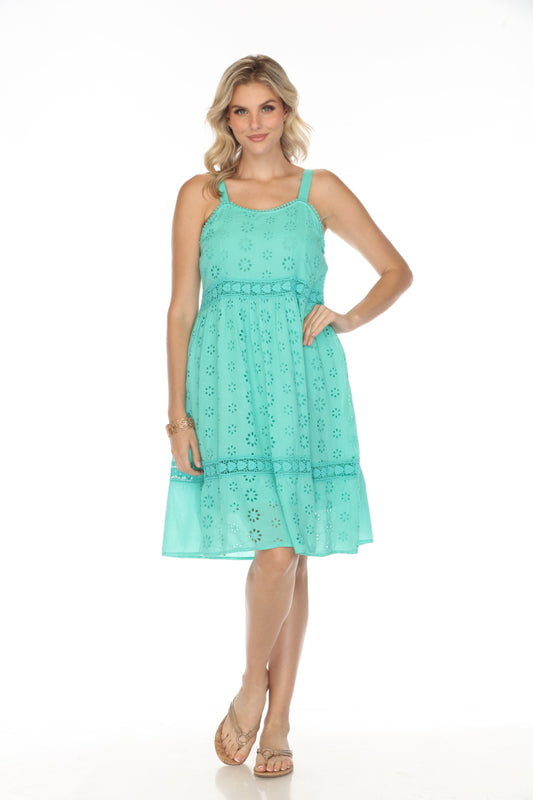 Treaded 100%Cotton patterned straps dress