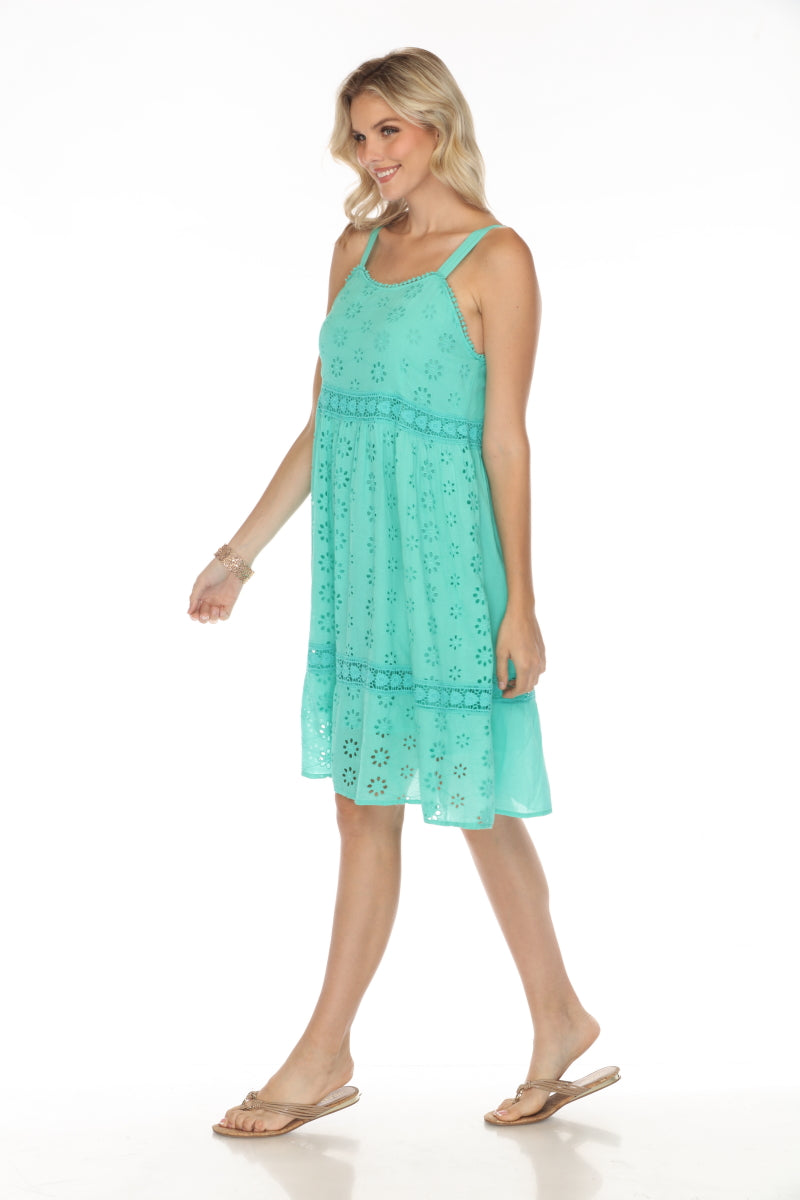 Treaded 100%Cotton patterned straps dress