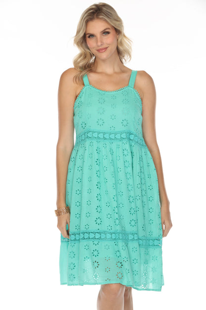 Treaded 100%Cotton patterned straps dress