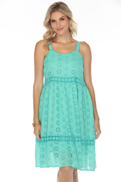 Treaded 100%Cotton patterned straps dress