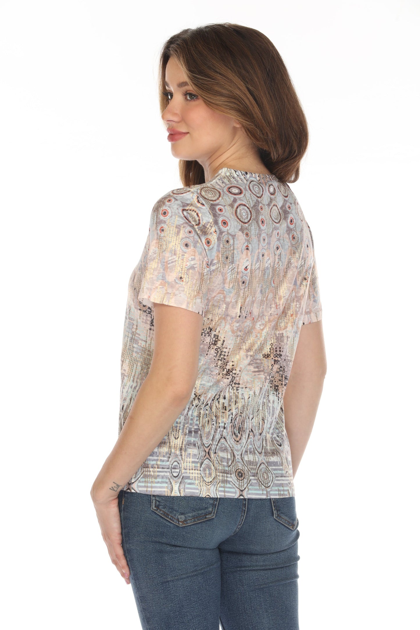 Grey Pastel Blended Gold Tone Top