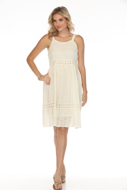 Off white Threaded 100% Cotton Dress