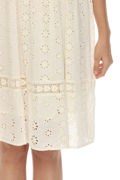 Off white Threaded 100% Cotton Dress