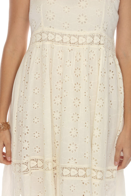 Off white Threaded 100% Cotton Dress