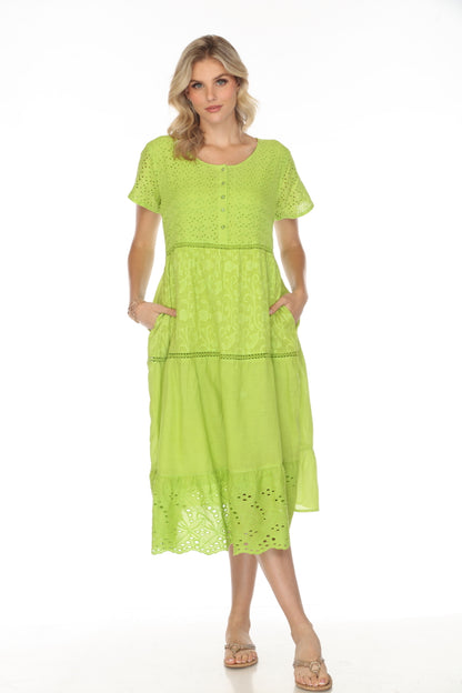 Lime 100% Cotton Designer Maxi Dress