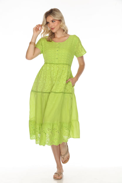 Lime 100% Cotton Designer Maxi Dress