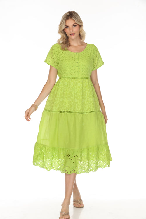 Lime 100% Cotton Designer Maxi Dress