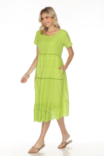 Lime 100% Cotton Designer Maxi Dress