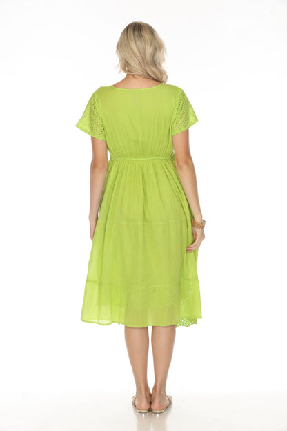 Lime 100% Cotton Designer Maxi Dress