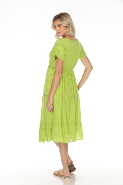 Lime 100% Cotton Designer Maxi Dress