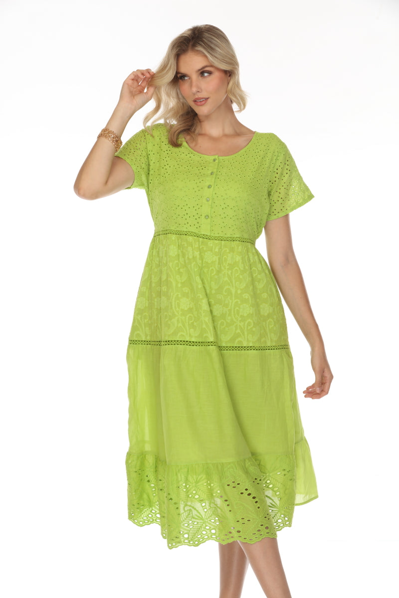Lime 100% Cotton Designer Maxi Dress
