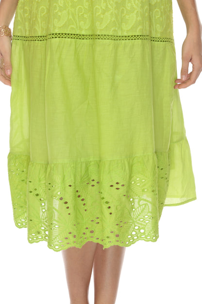 Lime 100% Cotton Designer Maxi Dress
