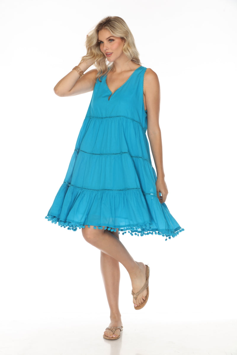 Aqua 100%Cotton Pockets Dress