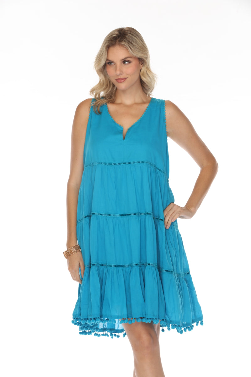Aqua 100%Cotton Pockets Dress