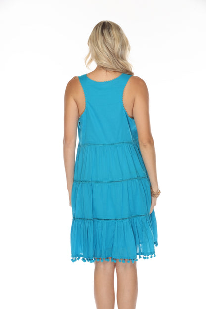 Aqua 100%Cotton Pockets Dress