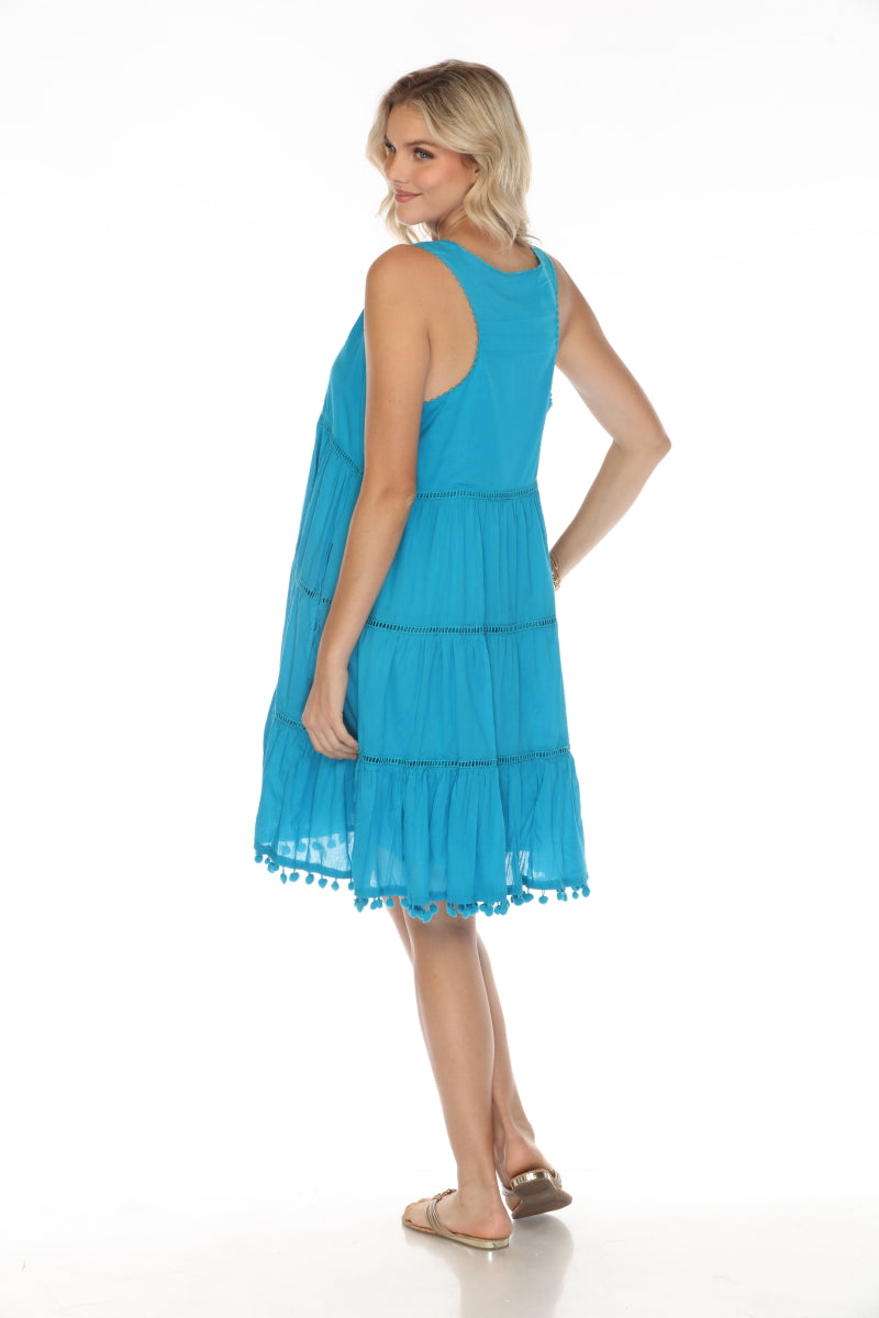 Aqua 100%Cotton Pockets Dress