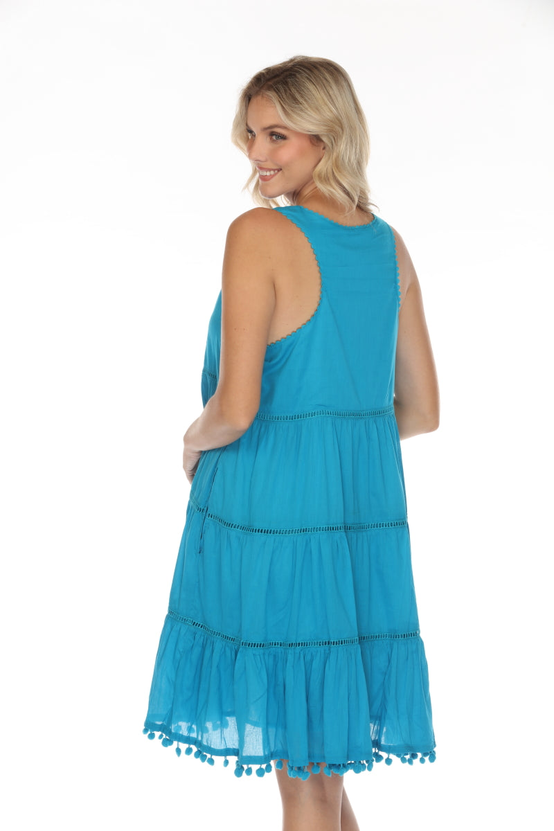 Aqua 100%Cotton Pockets Dress