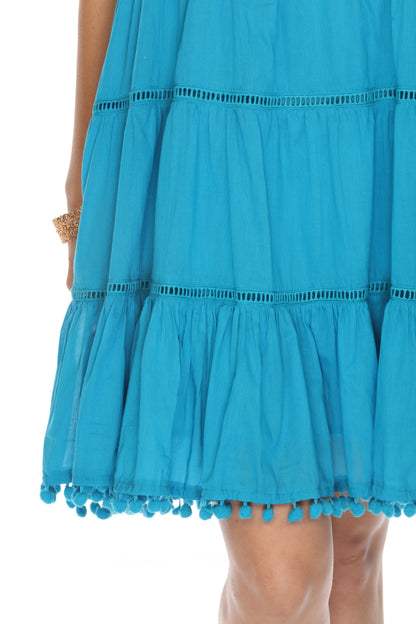 Aqua 100%Cotton Pockets Dress