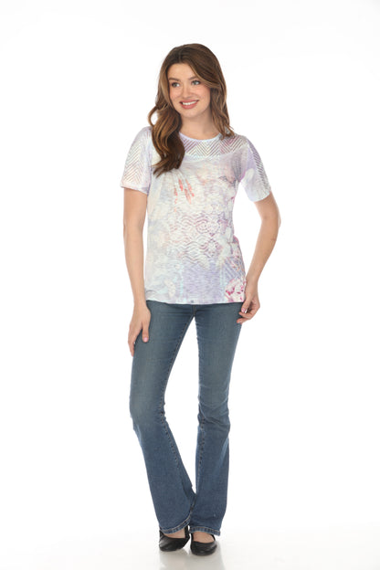 Purple Botanical Print Fashion Top