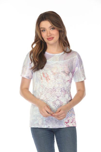 Purple Botanical Print Fashion Top