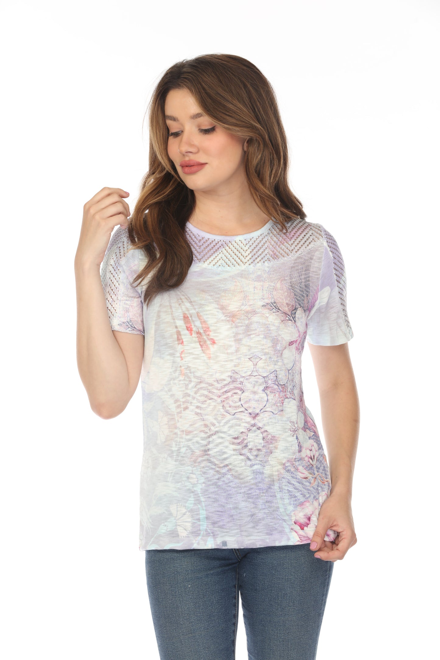 Purple Botanical Print Fashion Top