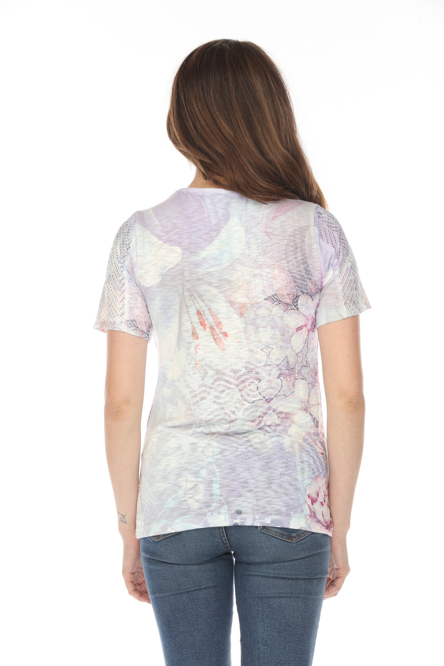 Purple Botanical Print Fashion Top