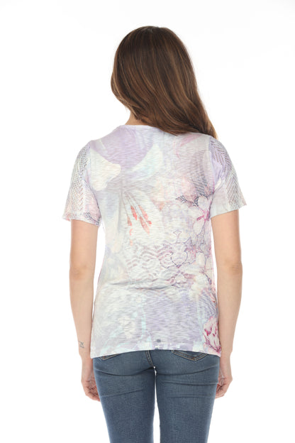 Purple Botanical Print Fashion Top