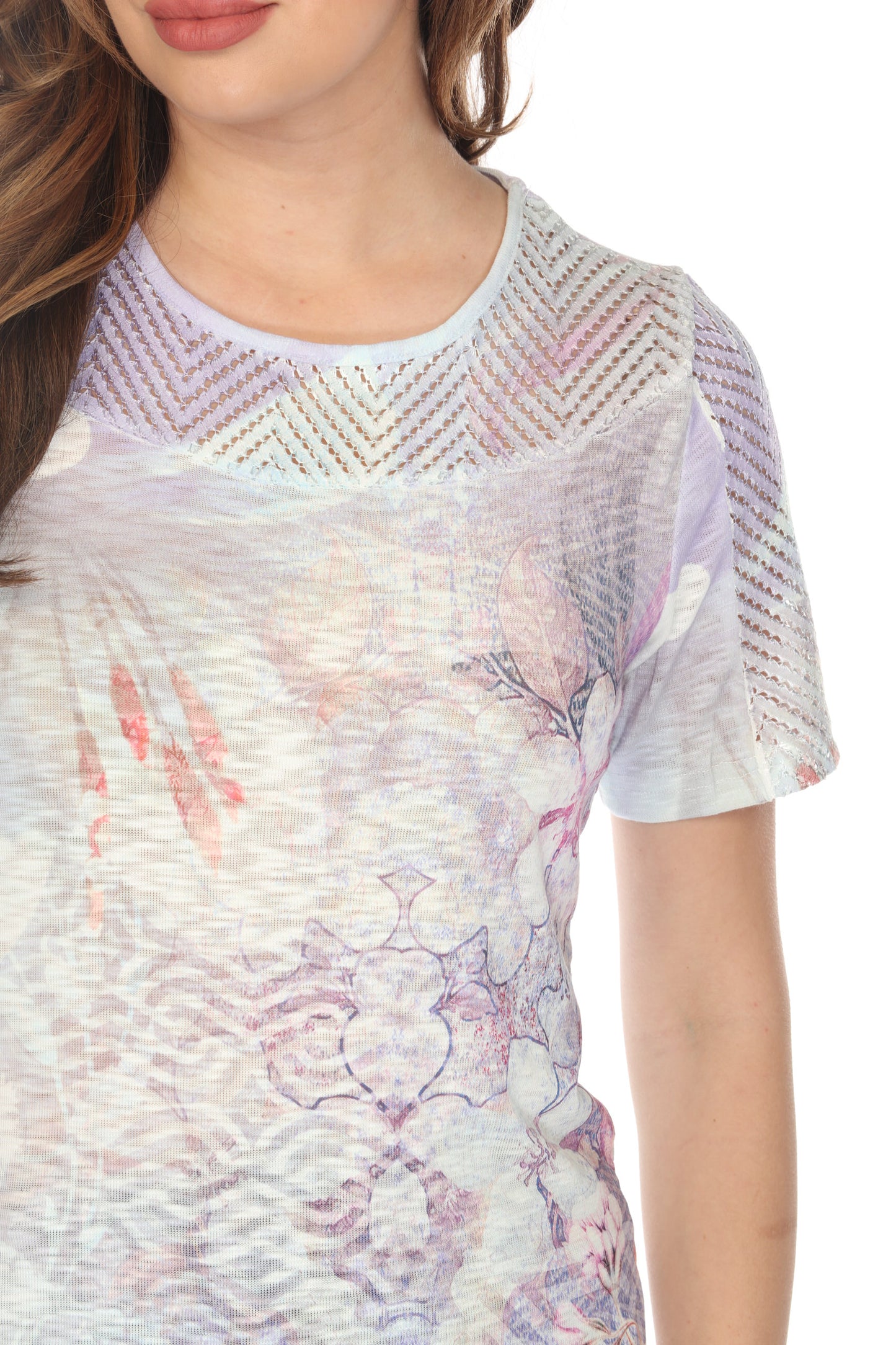 Purple Botanical Print Fashion Top