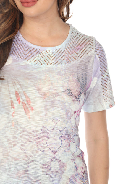 Purple Botanical Print Fashion Top
