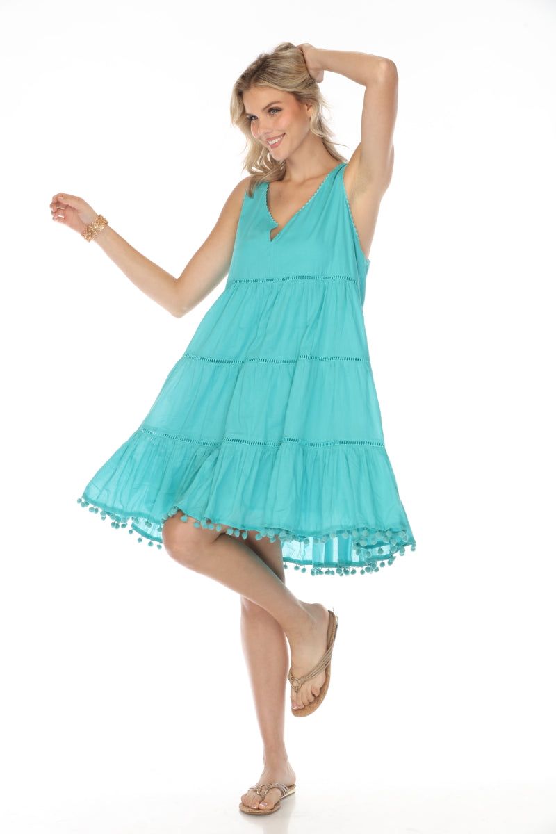 Turquoise 100% Designer Cotton Dress