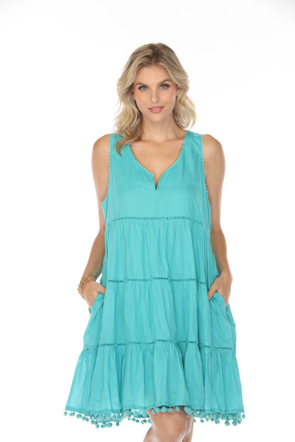 Turquoise 100% Designer Cotton Dress