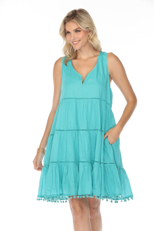 Turquoise 100% Designer Cotton Dress