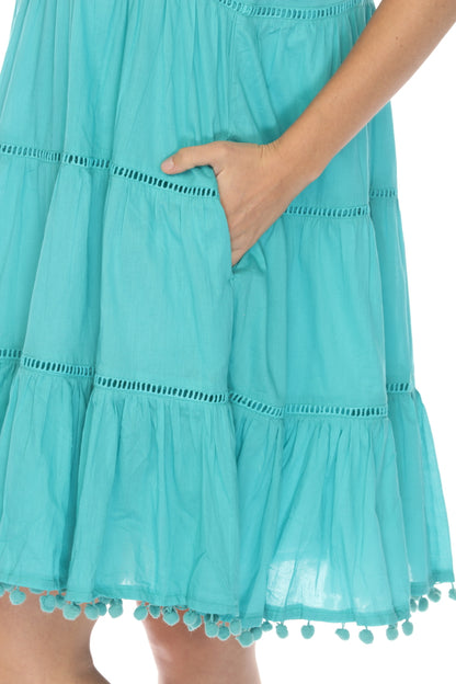 Turquoise 100% Designer Cotton Dress