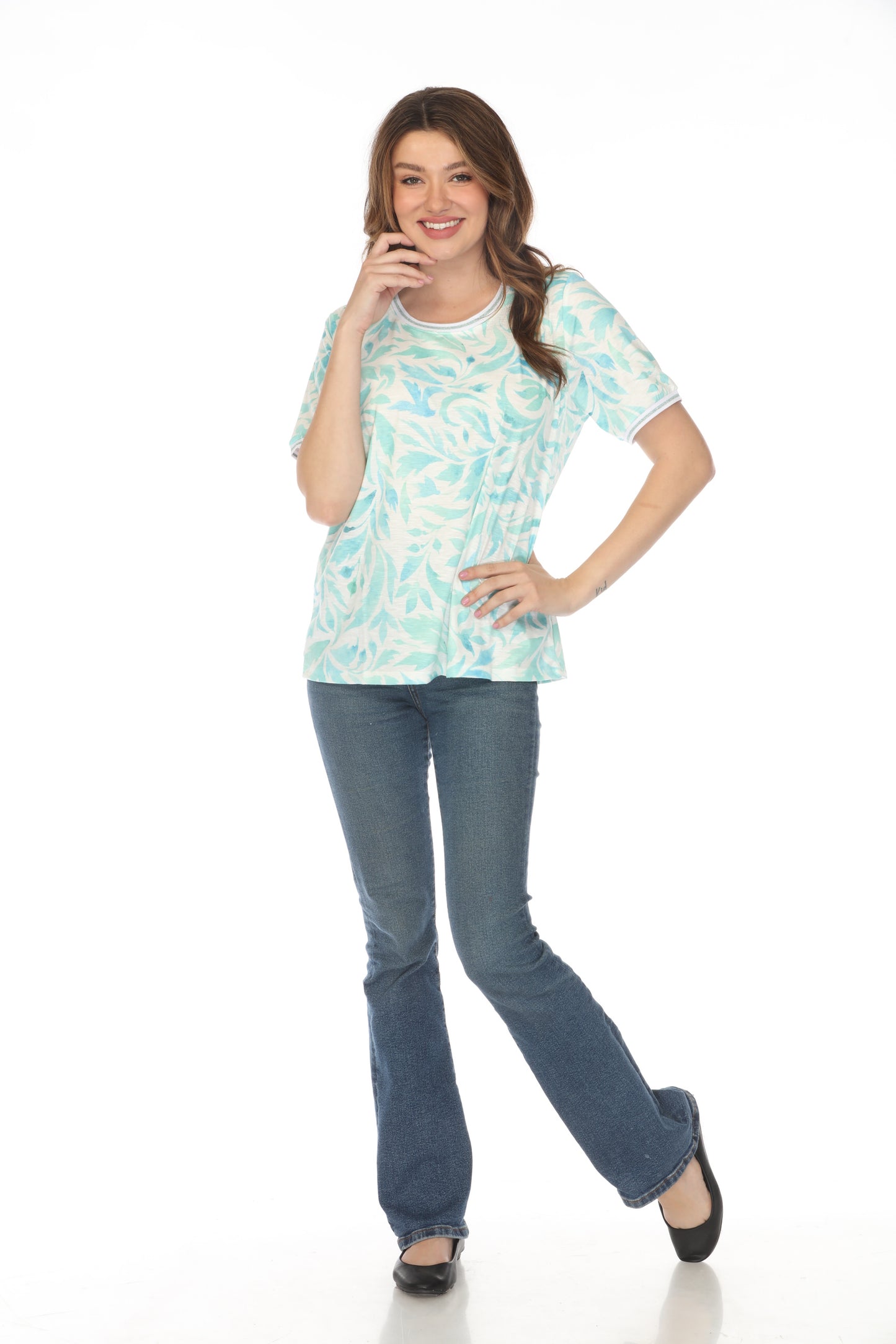 Mint Green Cerulean Leafy Charm Top
