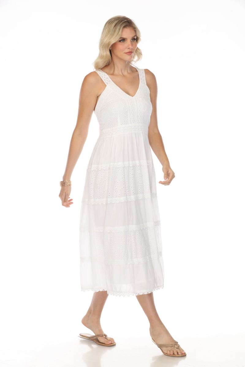 White 100% Cotton Maxi Dress