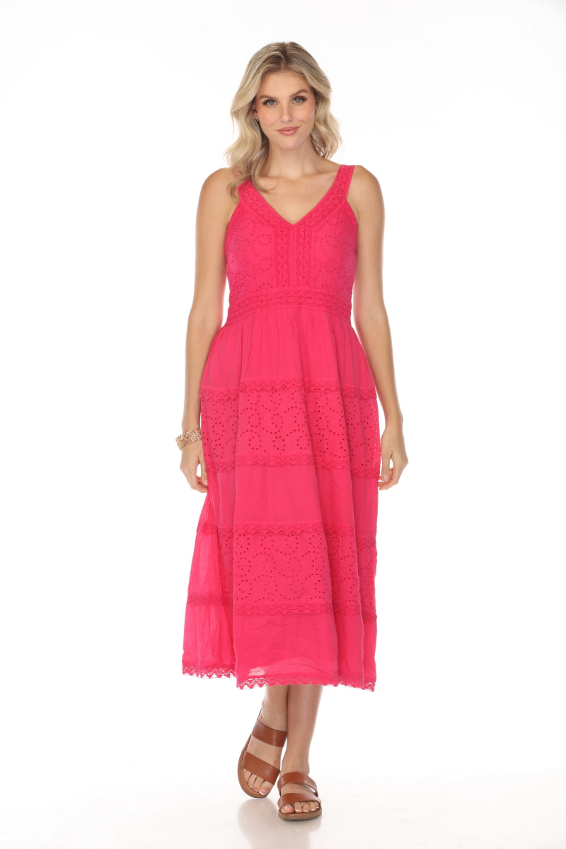 Fuchsia 100% Cotton maxi dress