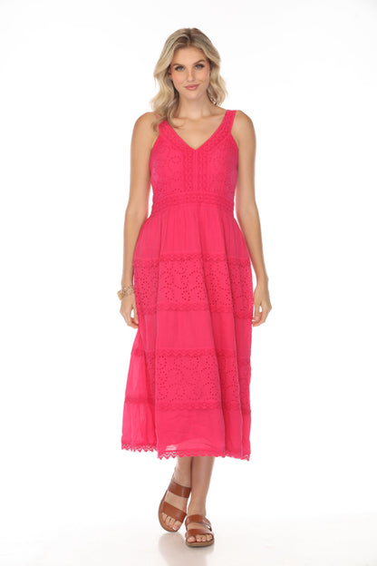Fuchsia 100% Cotton maxi dress