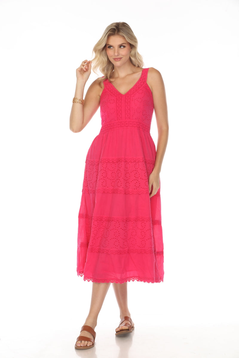 Fuchsia 100% Cotton maxi dress