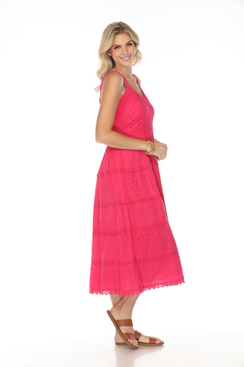 Fuchsia 100% Cotton maxi dress