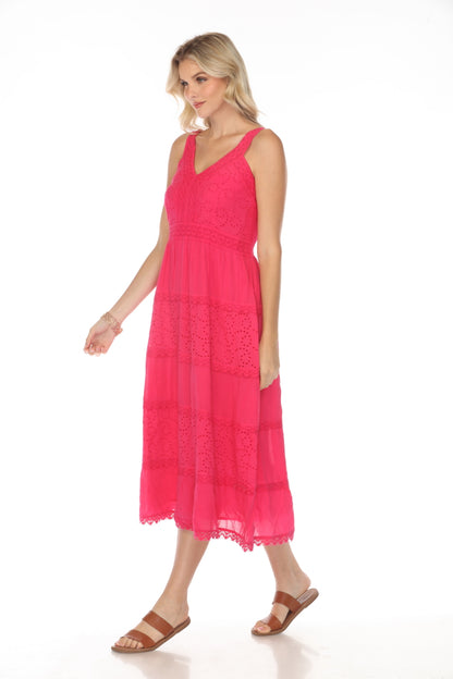 Fuchsia 100% Cotton maxi dress