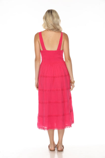 Fuchsia 100% Cotton maxi dress