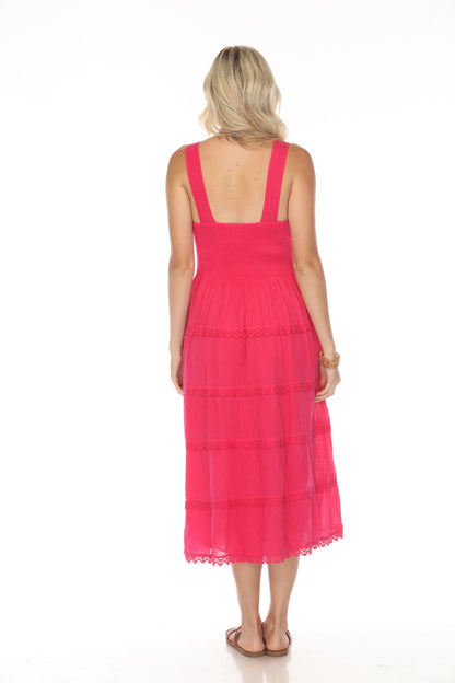 Fuchsia 100% Cotton maxi dress