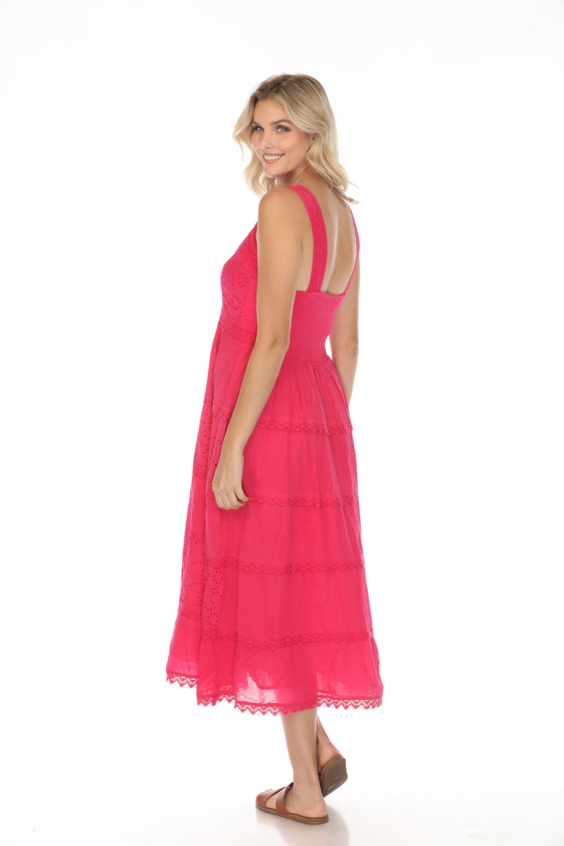 Fuchsia 100% Cotton maxi dress