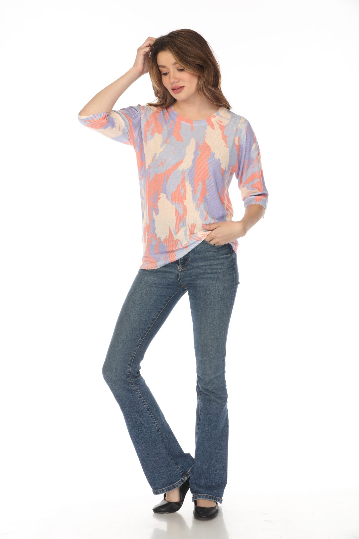 Abstract Mesh Blue and Peach Top