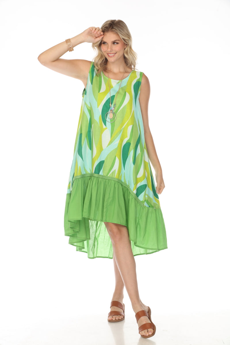 Green A Line 100% Cotton Pockets Dress