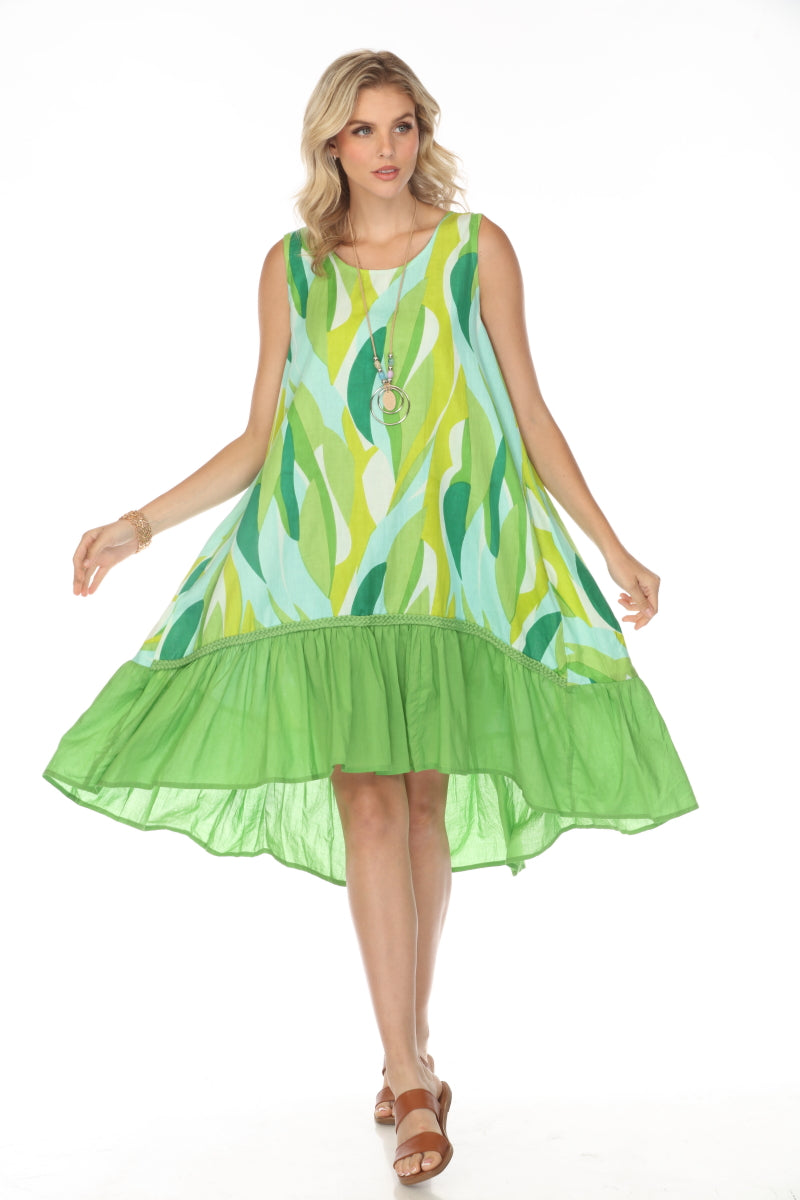 Green A Line 100% Cotton Pockets Dress