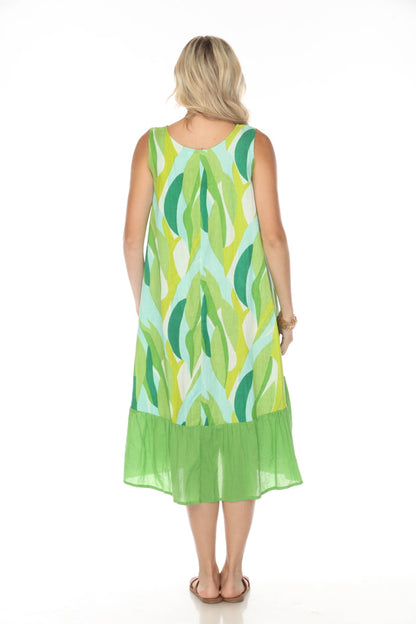 Green A Line 100% Cotton Pockets Dress
